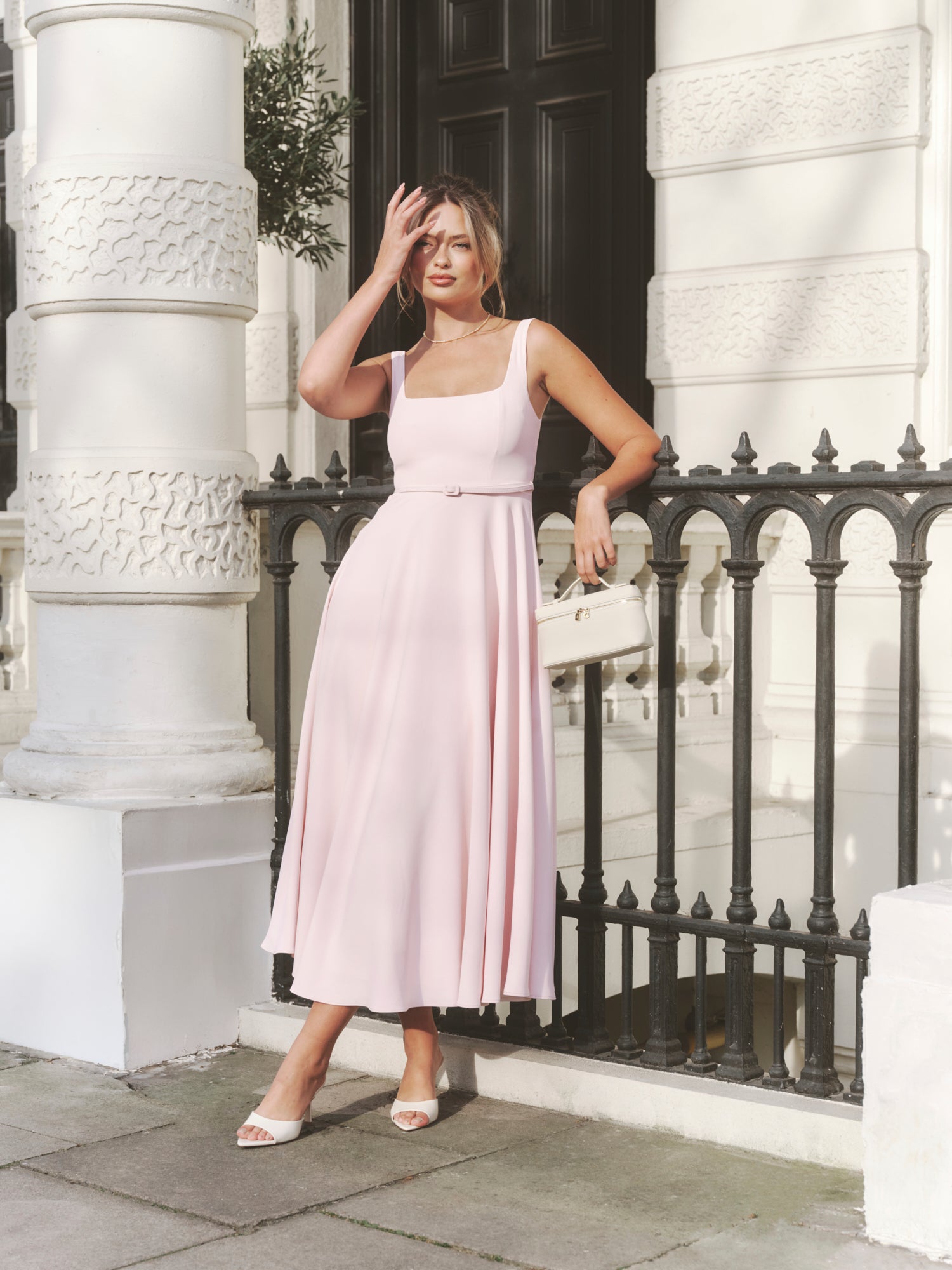 6pm dresses midi Square Neck Belted Midi Dress