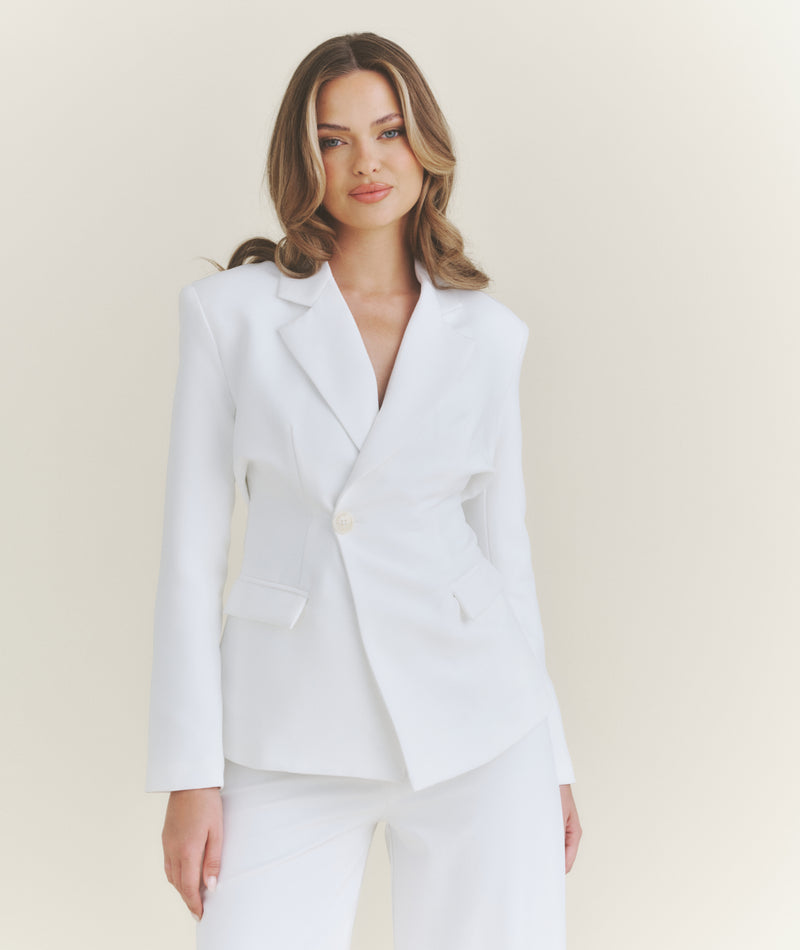 Asymmetrical Tailored Jacket - White