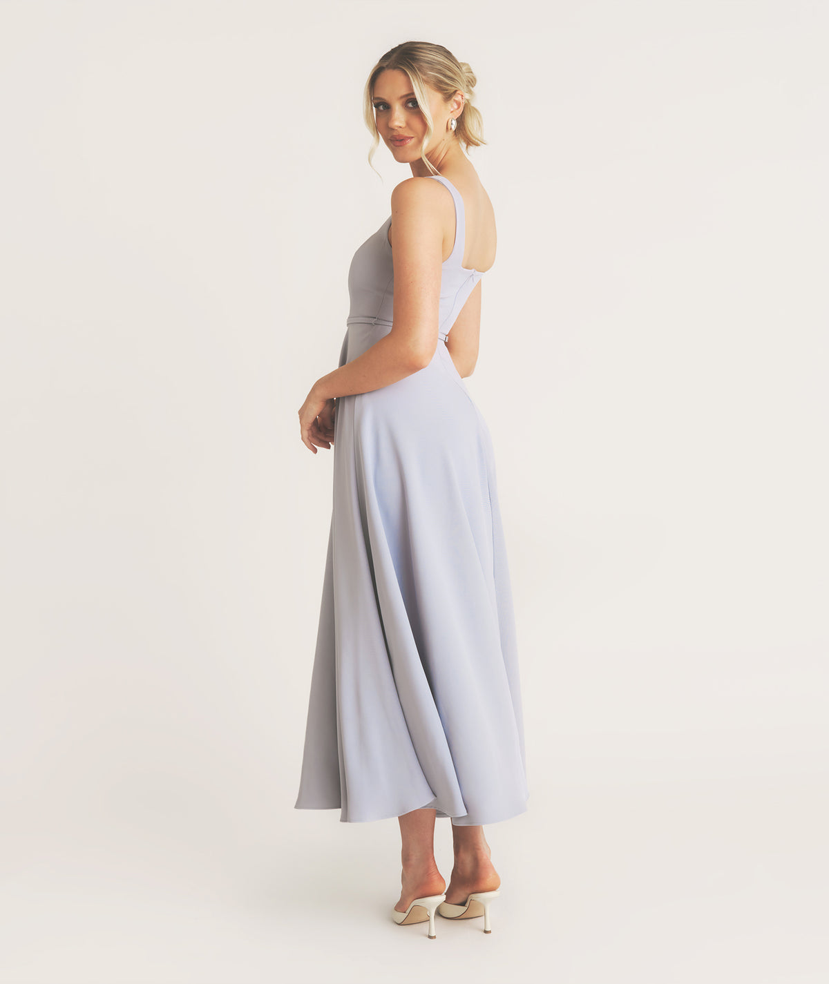 Margot Blue Square Neck Midi Dress