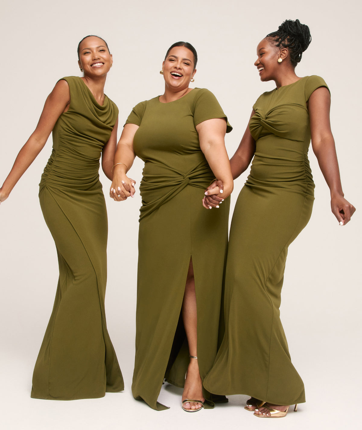 Cowl Wrap Neck Stretch Sculpt Bridesmaid Dress - Fern Green