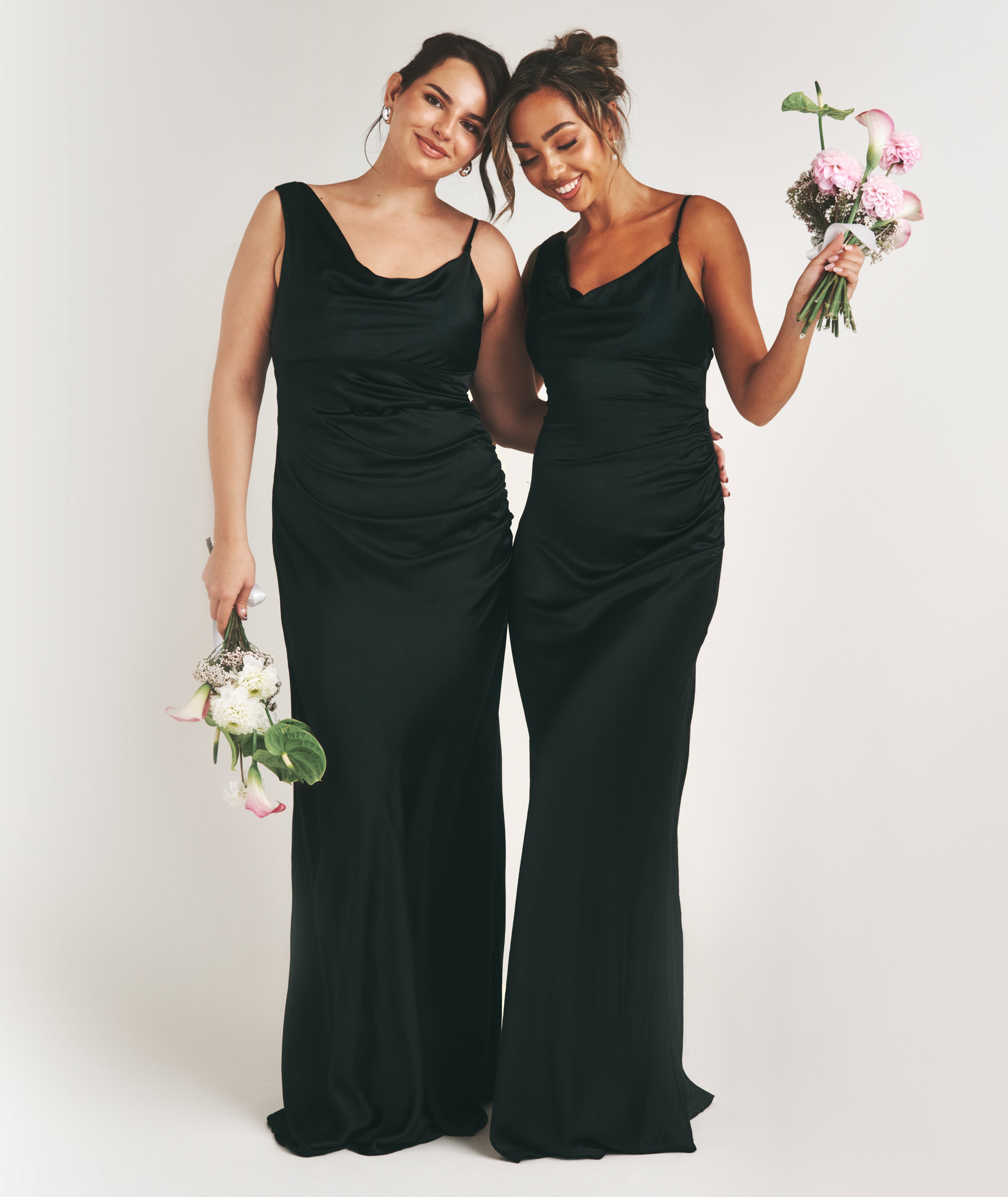Cowl Asymmetrical Satin Bridesmaid Dress