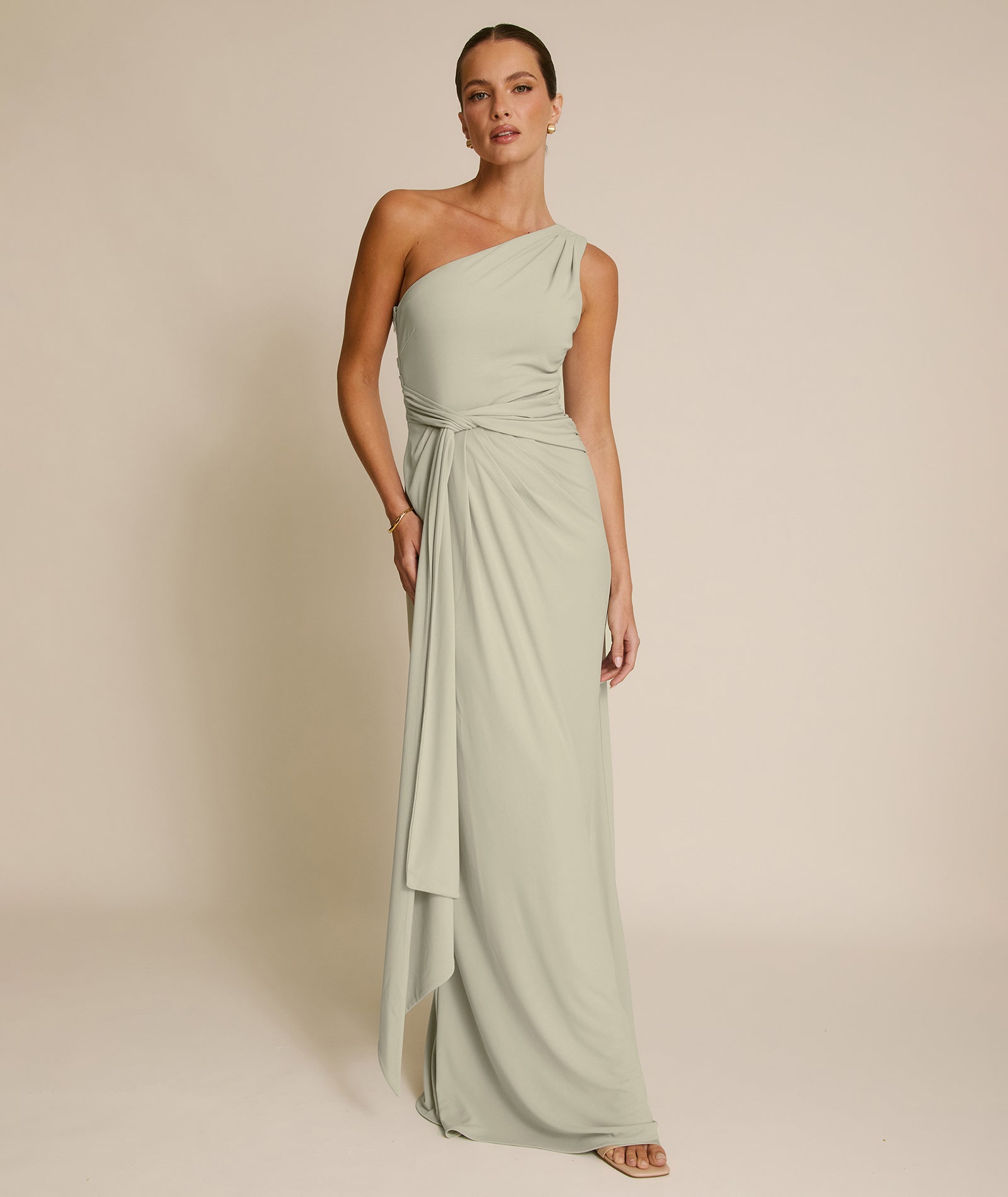 One Shoulder Stretch Sculpt Bridesmaid Dress