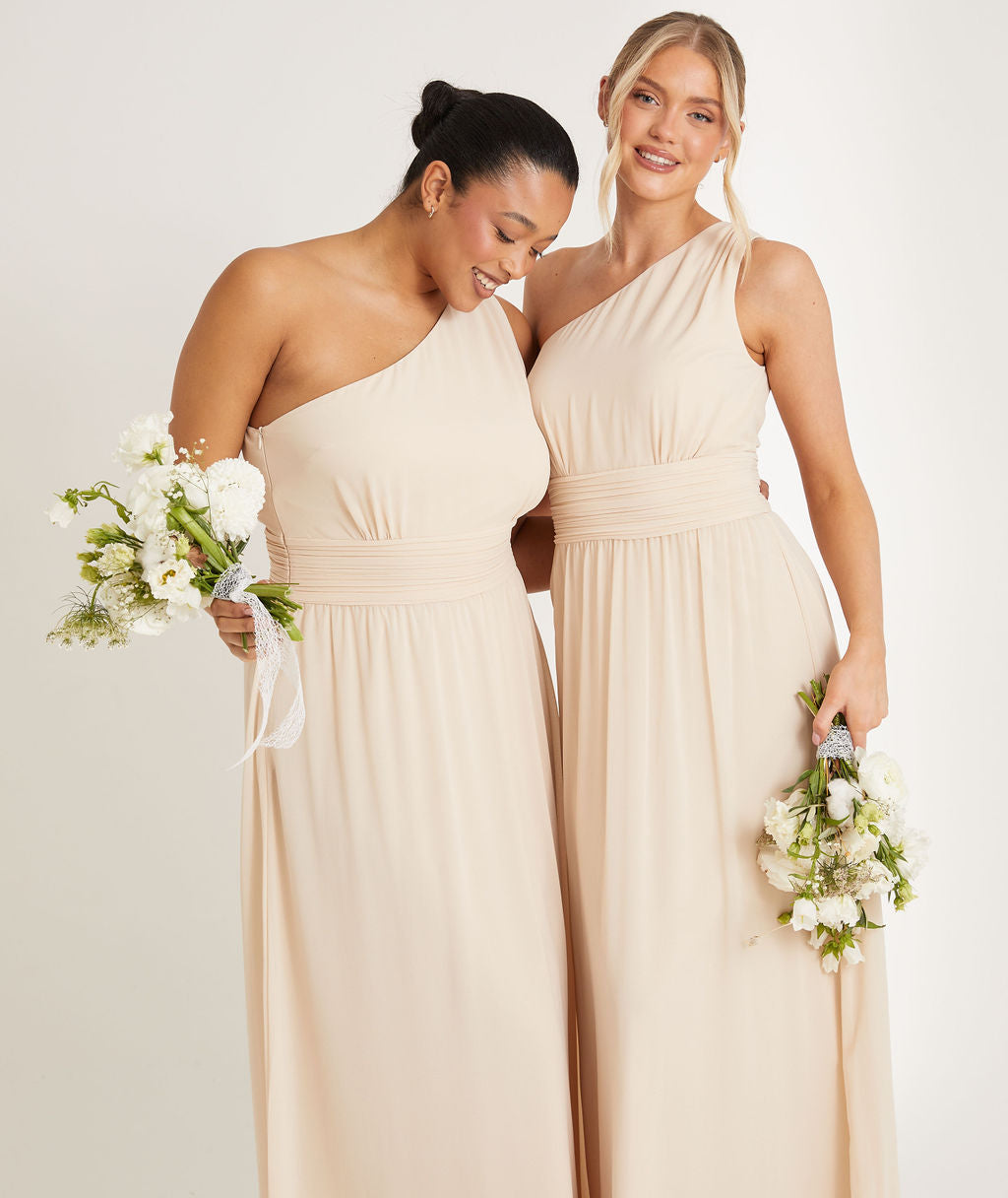 One Shoulder Chiffon Bridesmaid Dress - Butter Cream- Size US 6 One Shoulder Chiffon Bridesmaid Dress - Butter Cream- Size US 6