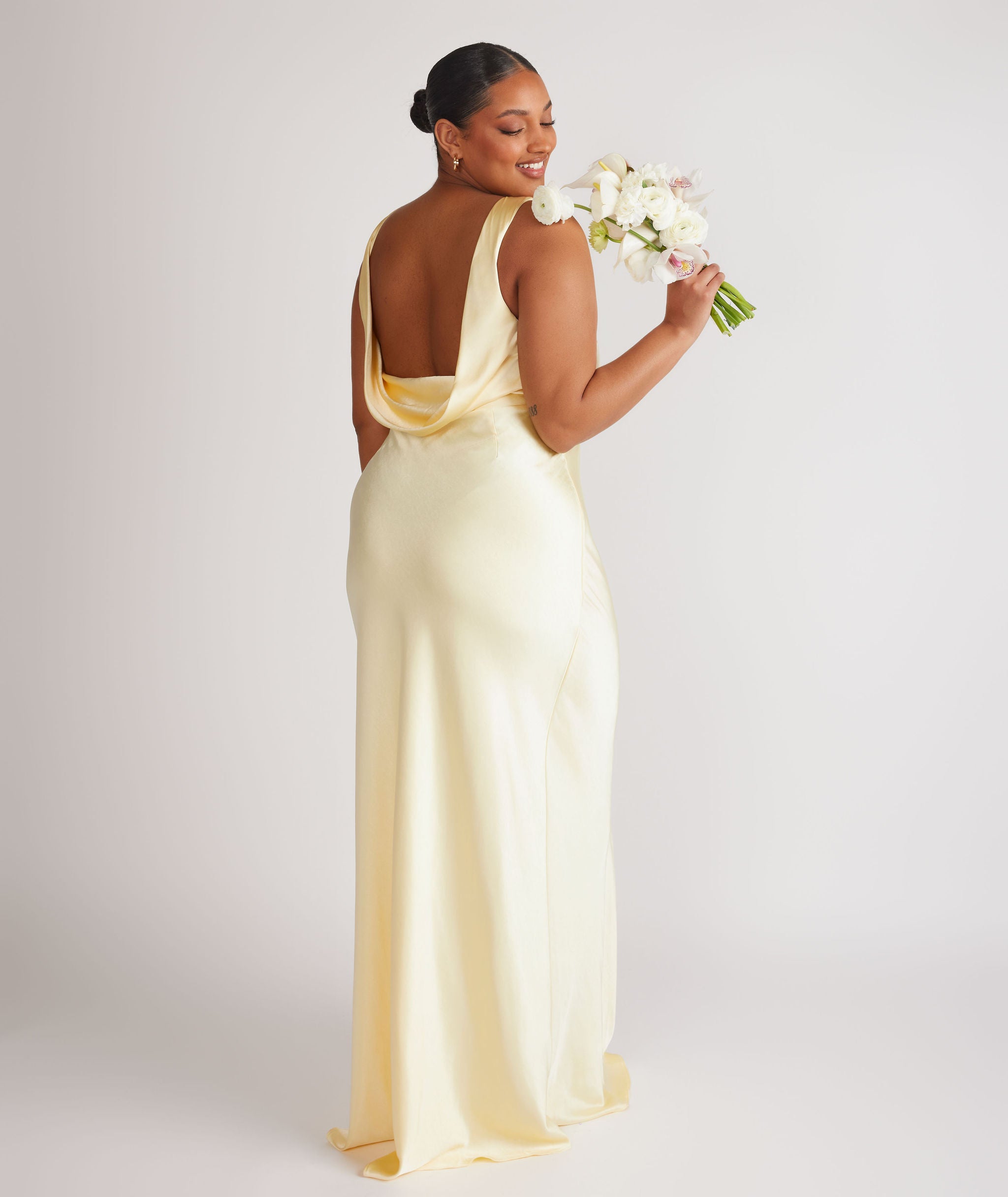 Six Stories Cowl Back Satin Bridesmaid Dress