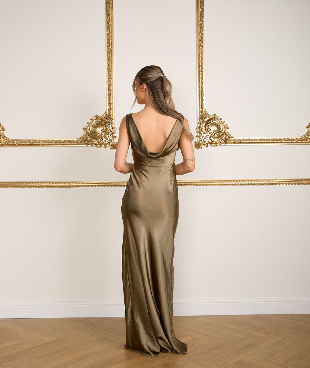 bridesmaid dresses with free returns Cowl Back Satin Dress Ready-to-wear-sale Buttercup Floral Breeze ASOS EDITION denim long Size:12 US women's numeric