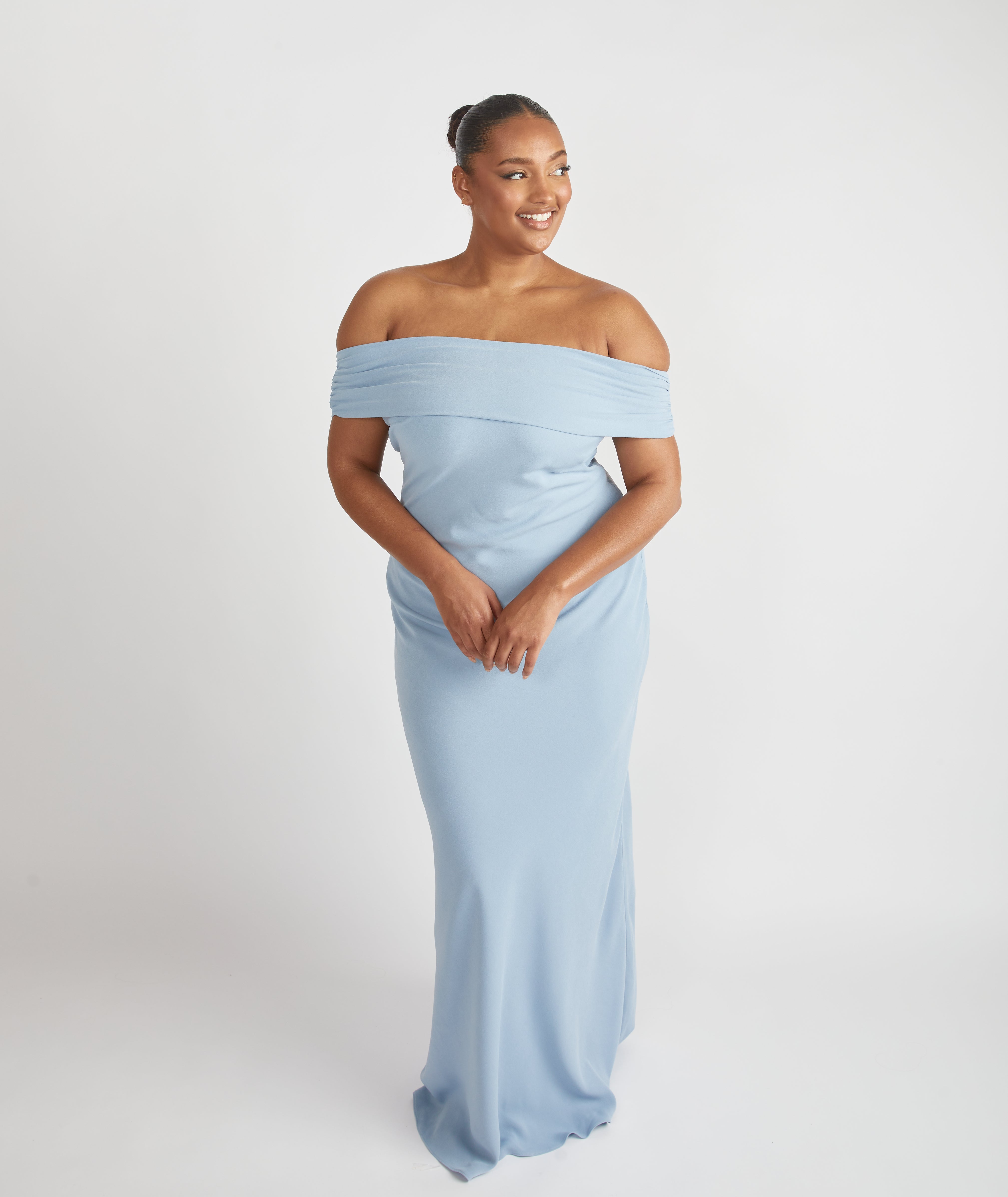 Bardot Gathered Crepe Bridesmaid Dress