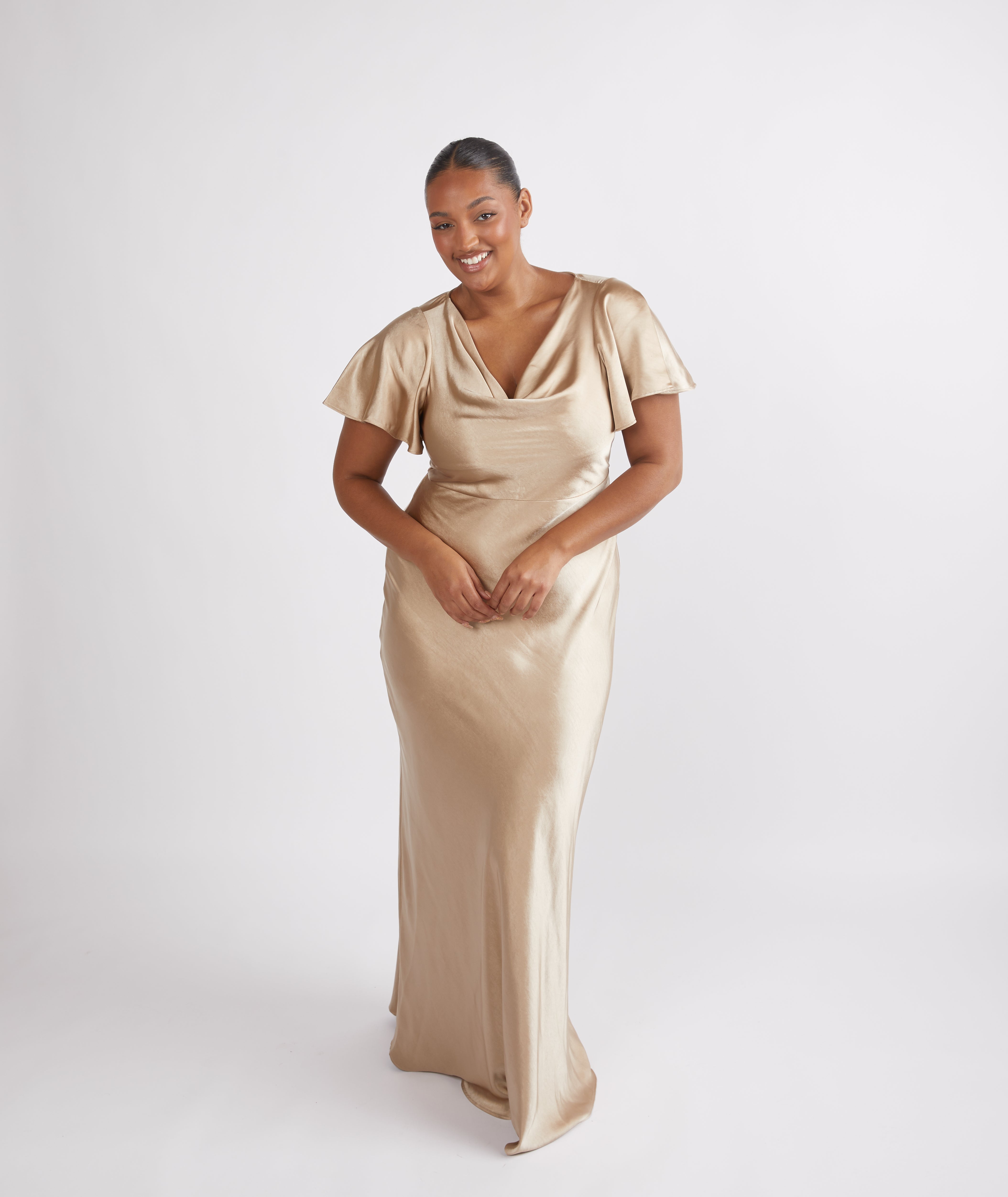 Neck Tie Satin Cowl Neck Dress Champagne Six Stories COWL-FRONT Satin Maxi Dress Champagne Neck Tie Satin Cowl Neck Dress Champagne Six Stories COWL-FRONT Satin Maxi Dress Champagne