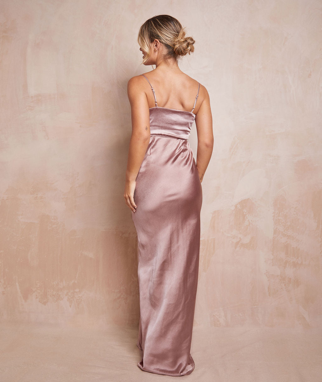 Cami Cowl Satin Bridesmaid Dress - Rose