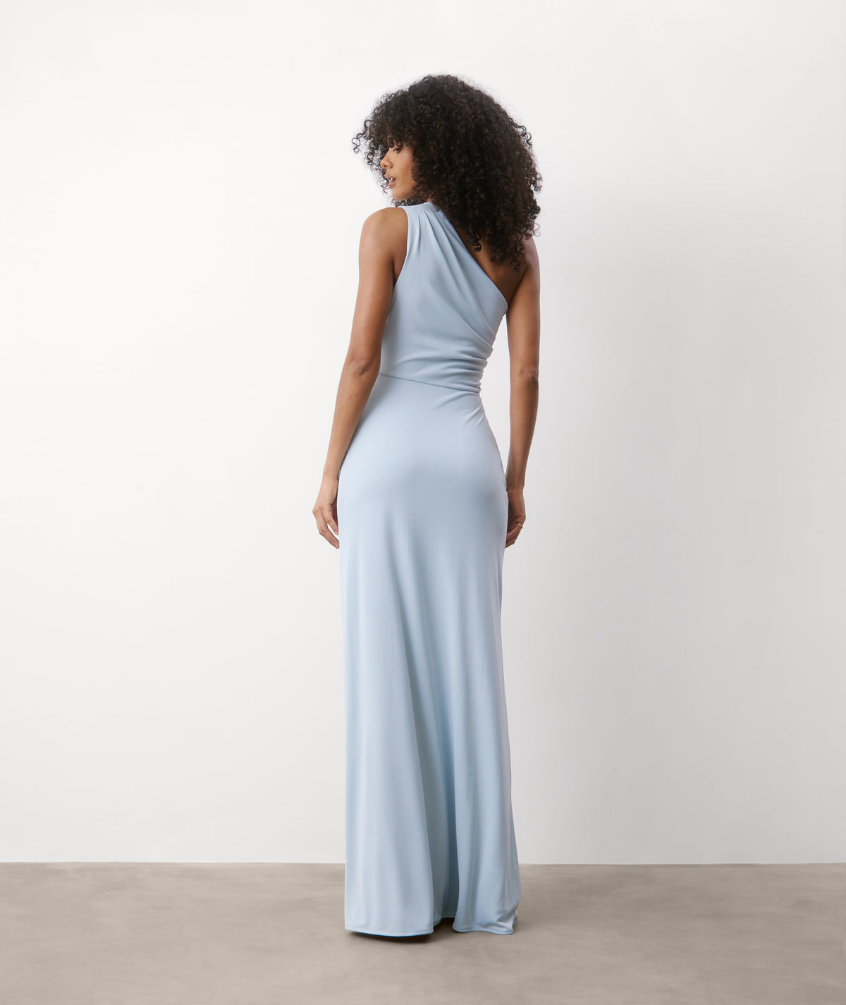 One Shoulder Stretch Sculpt Bridesmaid Dress - Pale Blue