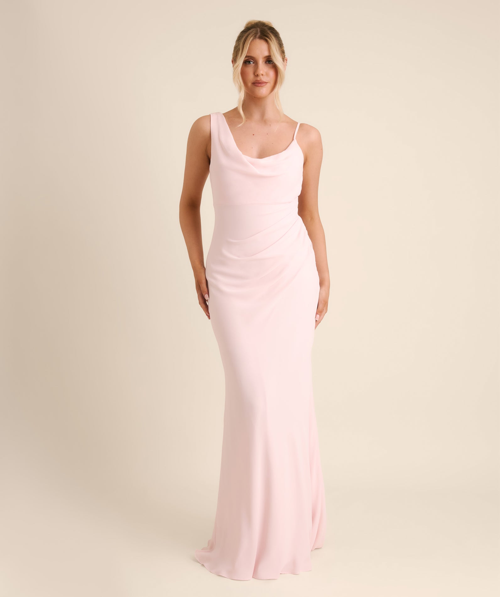 Cowl Asymmetrical Chiffon Bridesmaid Dress