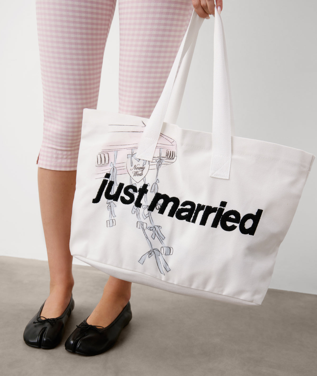Just Married Car Tote Bag - Off White