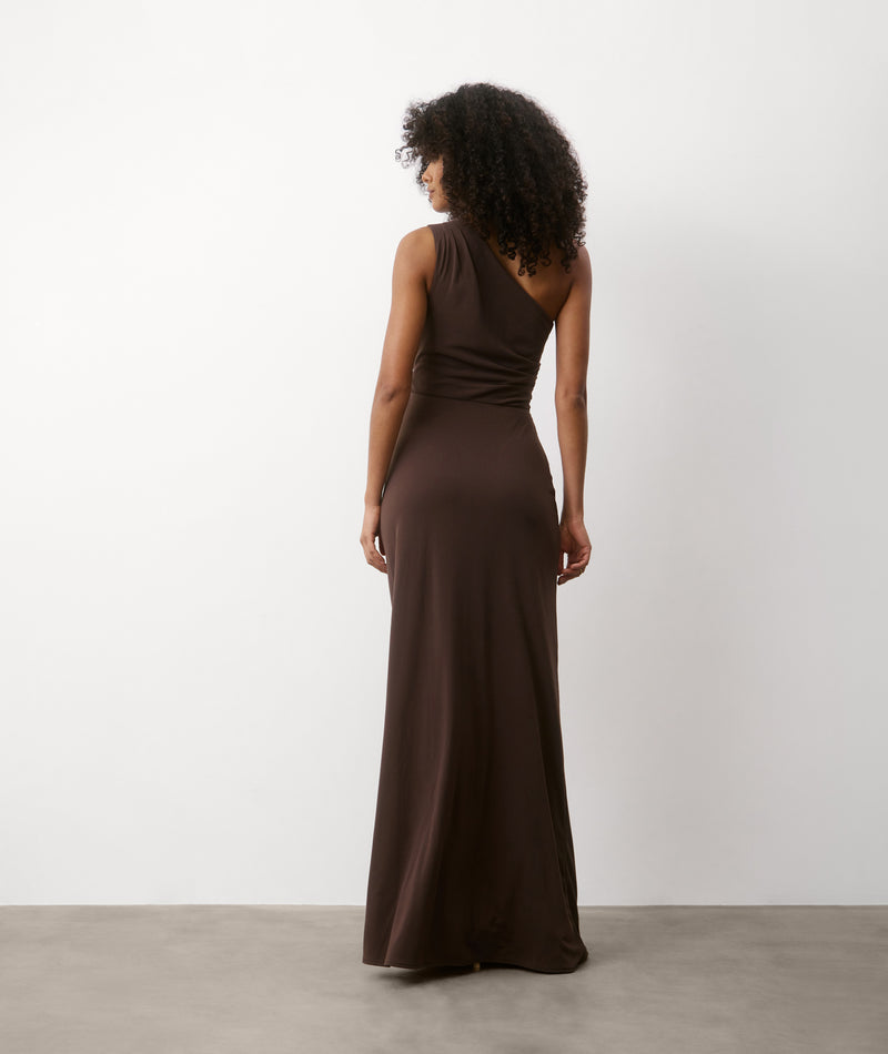 One Shoulder Stretch Sculpt Bridesmaid Dress - Chocolate