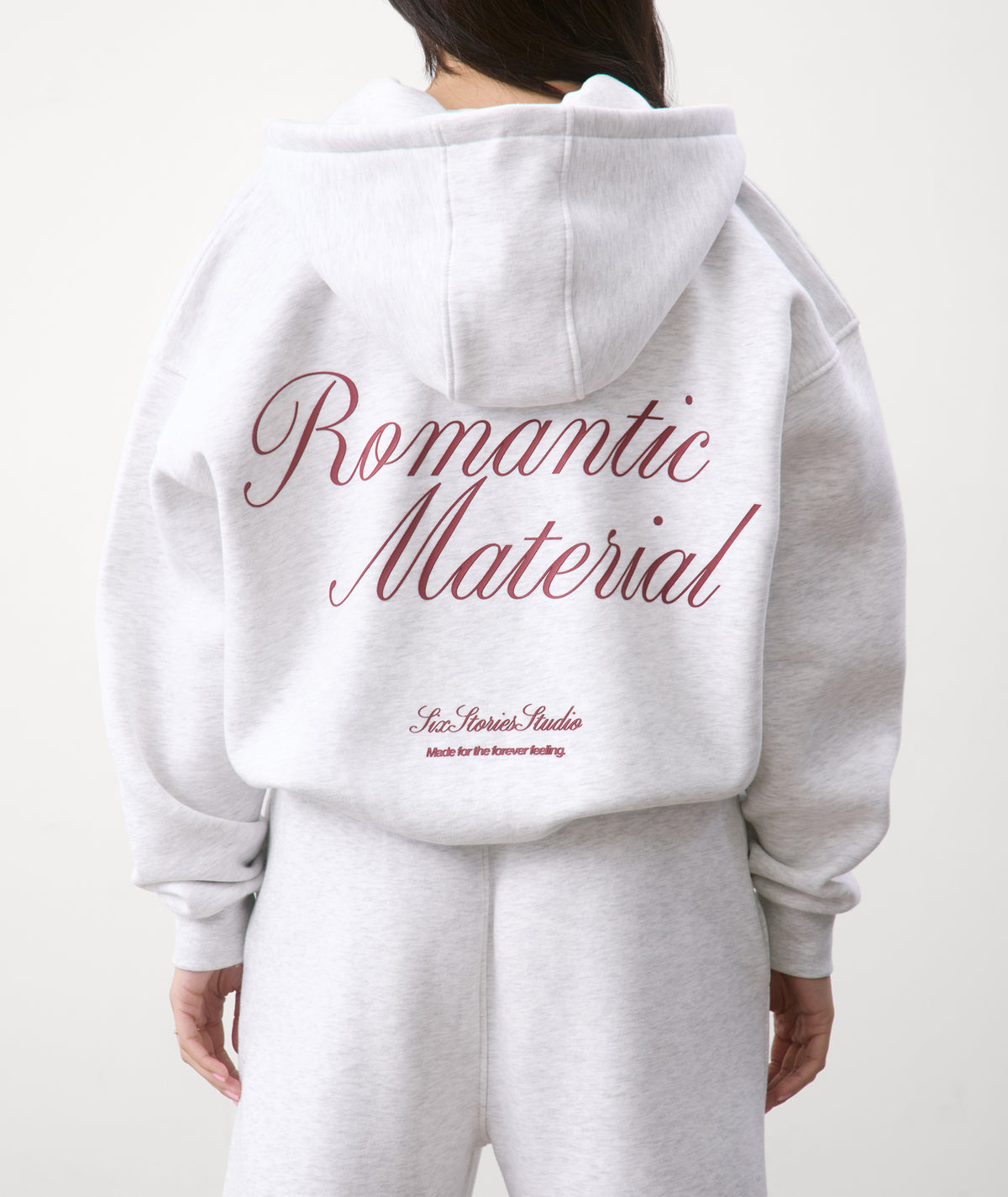 Romantic Material Zip Hoodie - Grey Marl