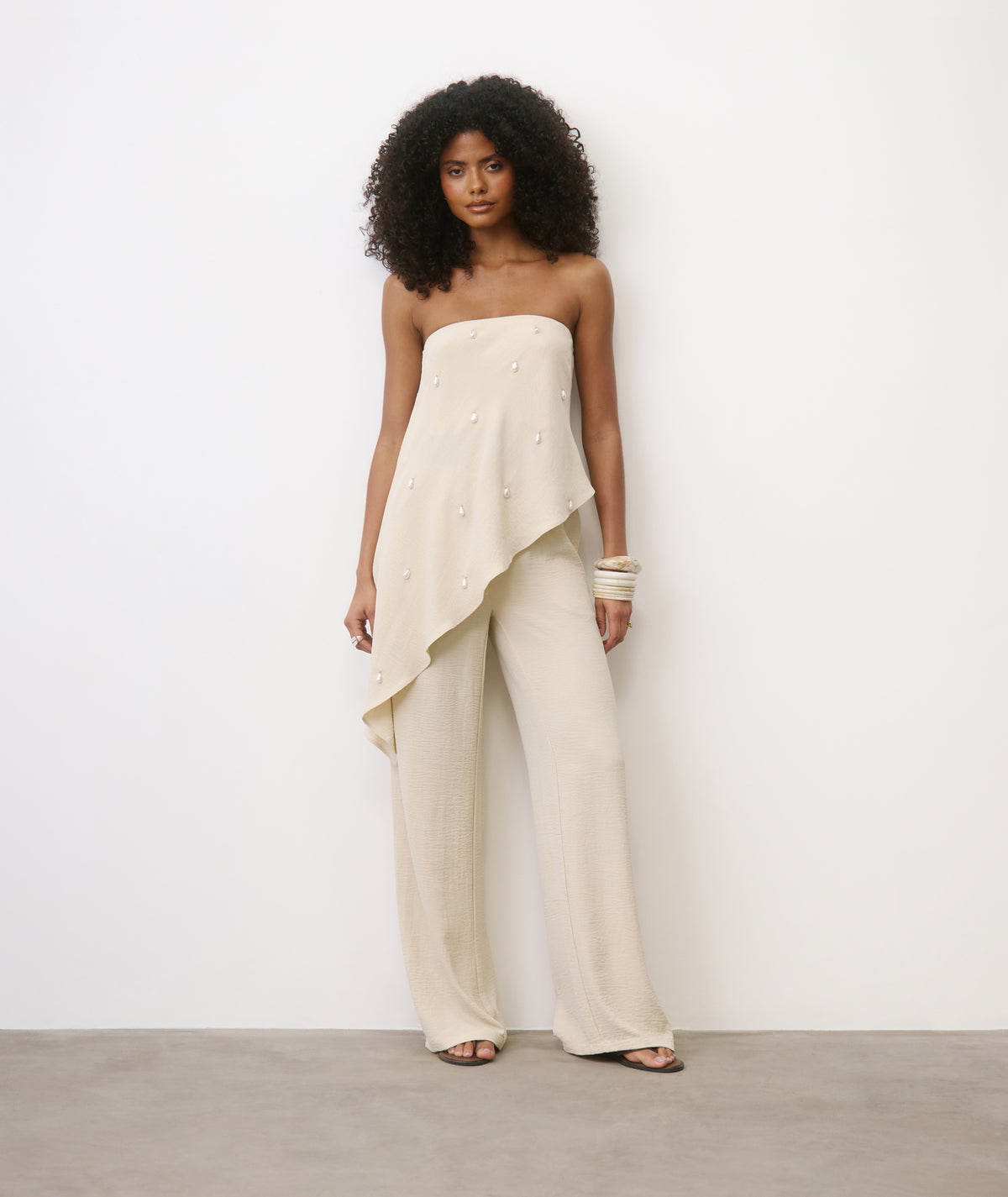 Linen Look Relaxed Pants - Stone