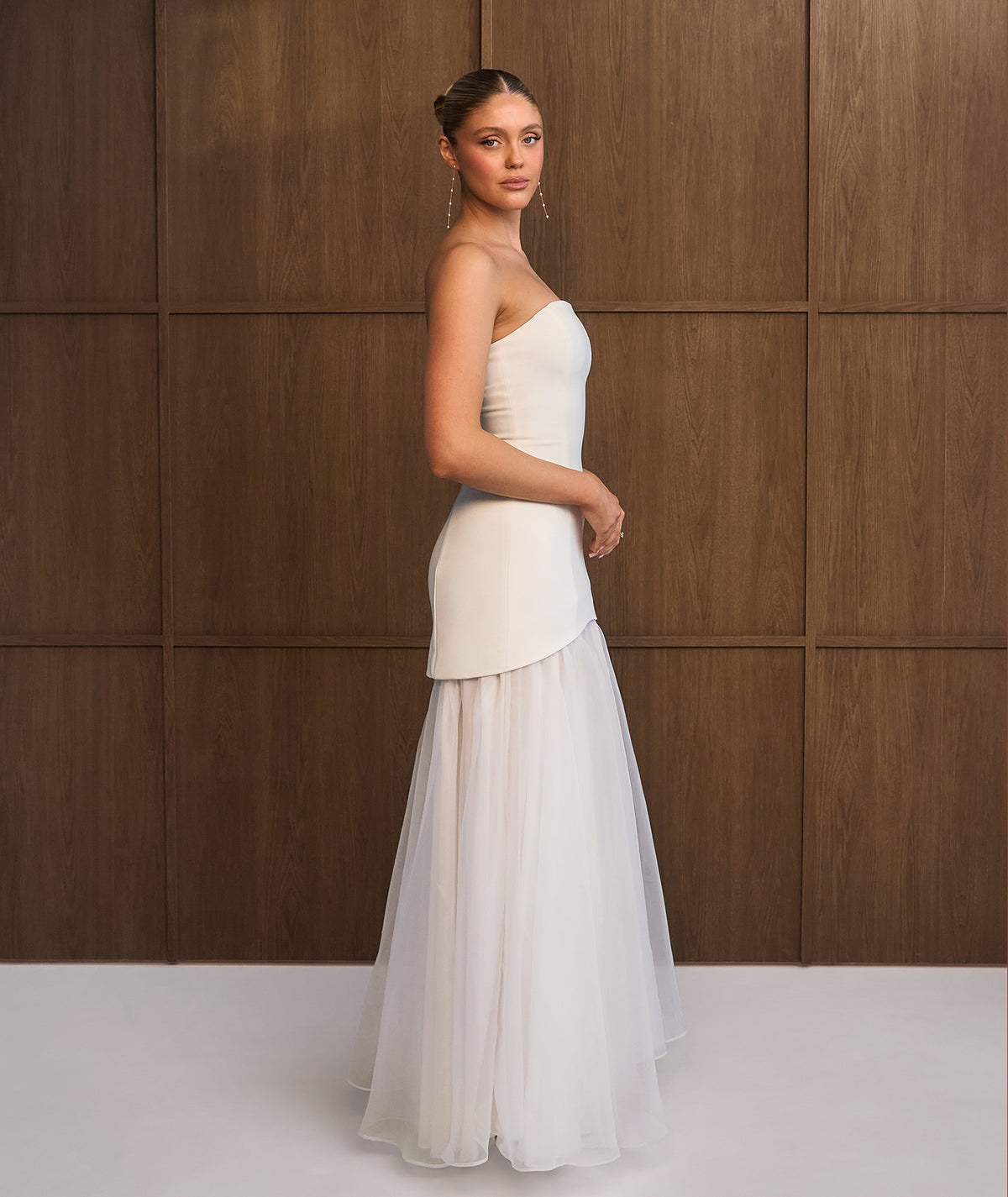 Bandeau Drop Waist Maxi Dress – White