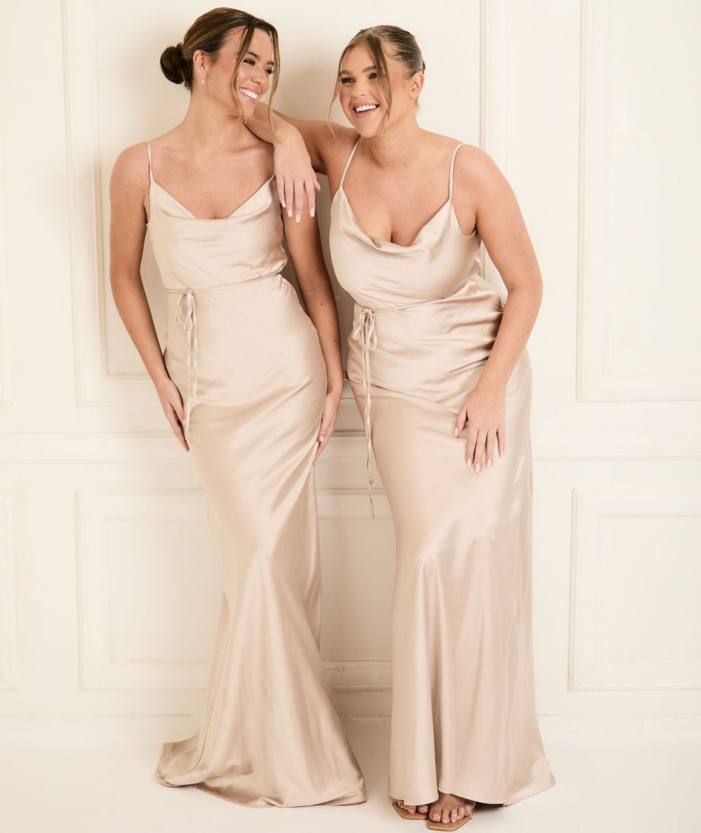 Cami Cowl Satin Bridesmaid Dress - Oyster