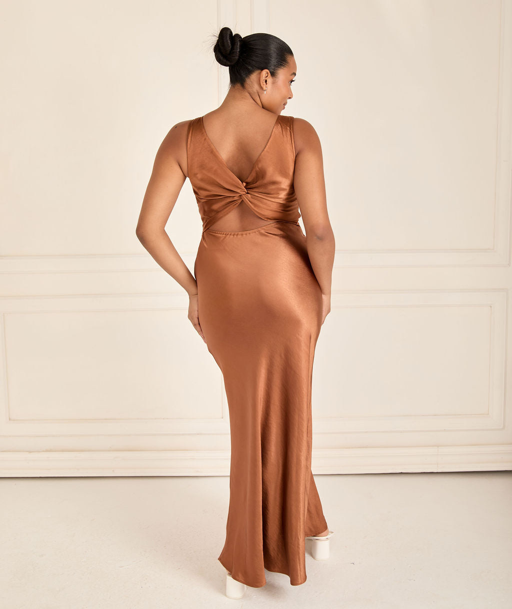 Six Stories Womens Rust Sleeveless Cut-Out Woven Maxi Dress 6