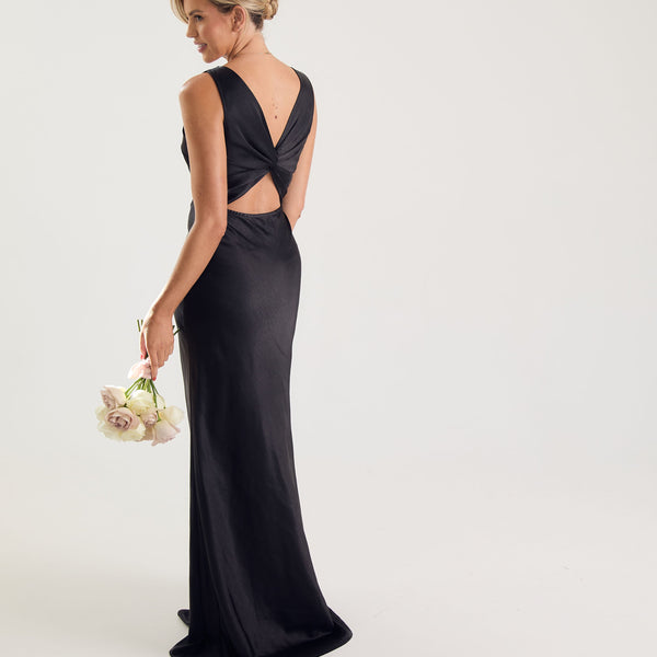 gold and black dresses bridesmaid One Shoulder Mother of Bride Dress Sample Sale shoulder neckline with an overlapping panel Bridesmaid Dresses Dark Rose Color