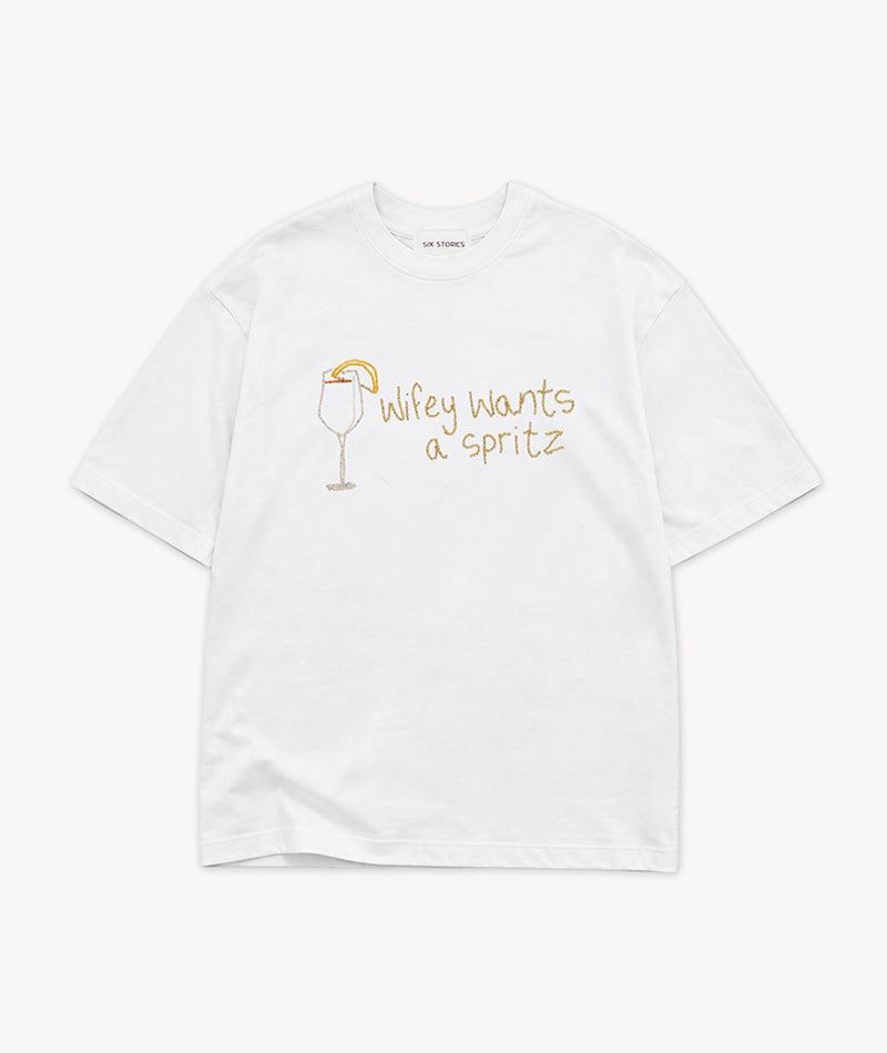 Wifey Wants a Spritz Beaded Tee - White