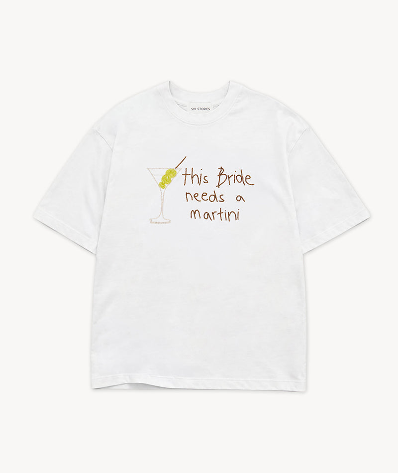 Bride Needs a Martini Beaded Tee - White