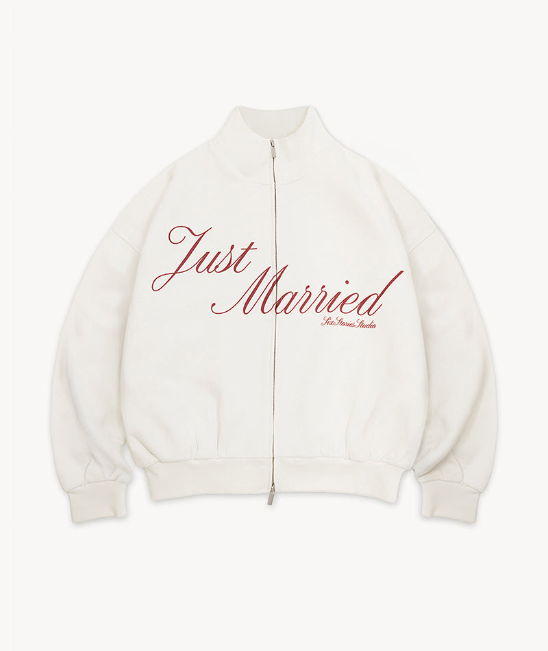 Just Married Zip Sweatshirt - Off White