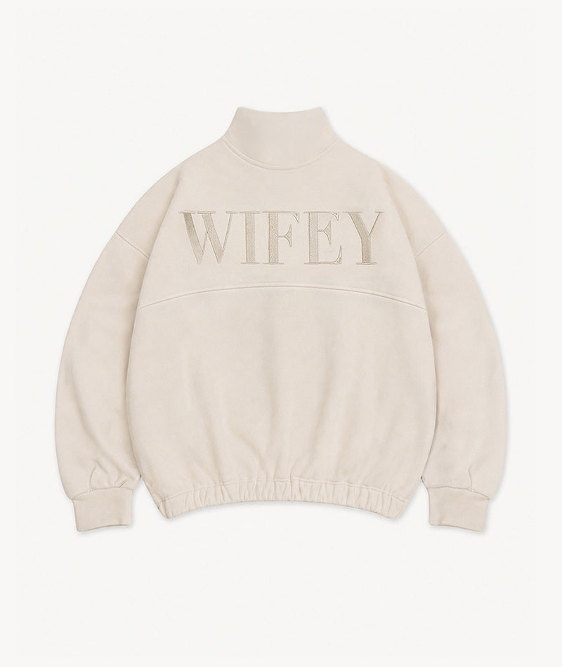 Wifey Quarter Zip Sweatshirt - Champagne