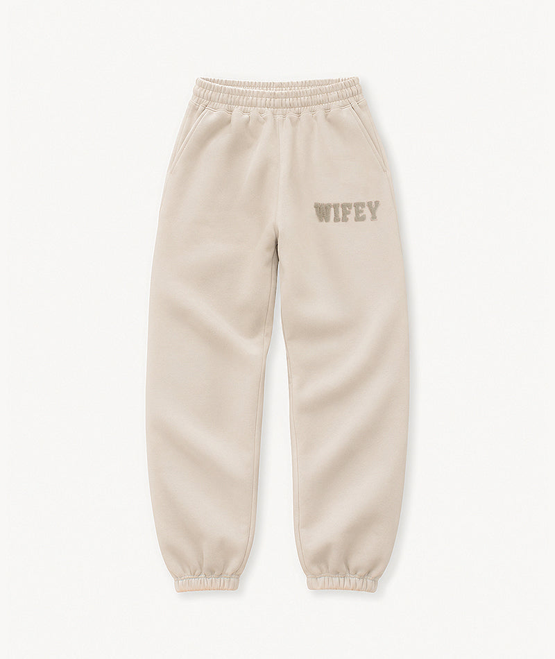 Wifey Teddy Sweatpants - Champagne