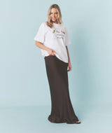 Satin Bias Maxi Skirt - Chocolate