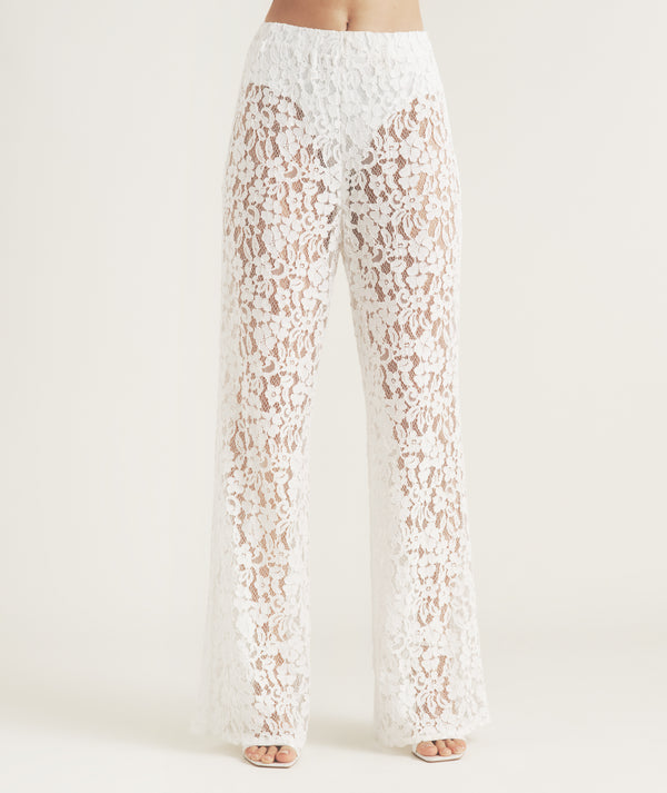 Lace Stretch Pants - White