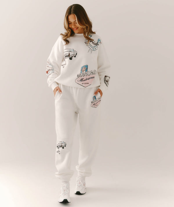 Destination Bride Graphic Print Sweatpants - White