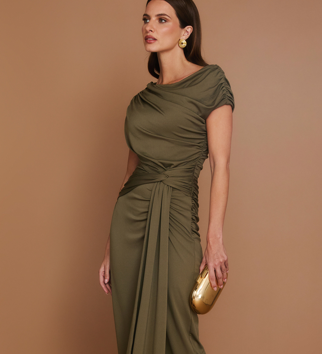 Knot Detail Maxi Dress - Green- Size US 18 Knot Detail Maxi Dress - Green- Size US 18
