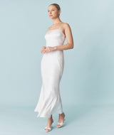 Floral Satin Jacquard Strappy Maxi Dress - Ivory