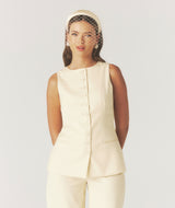 Button Through Tailored Waistcoat - Lemon