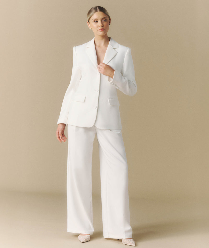 Pleated Wide Leg Trousers - Off White Pleated Wide Leg Trousers - Off White