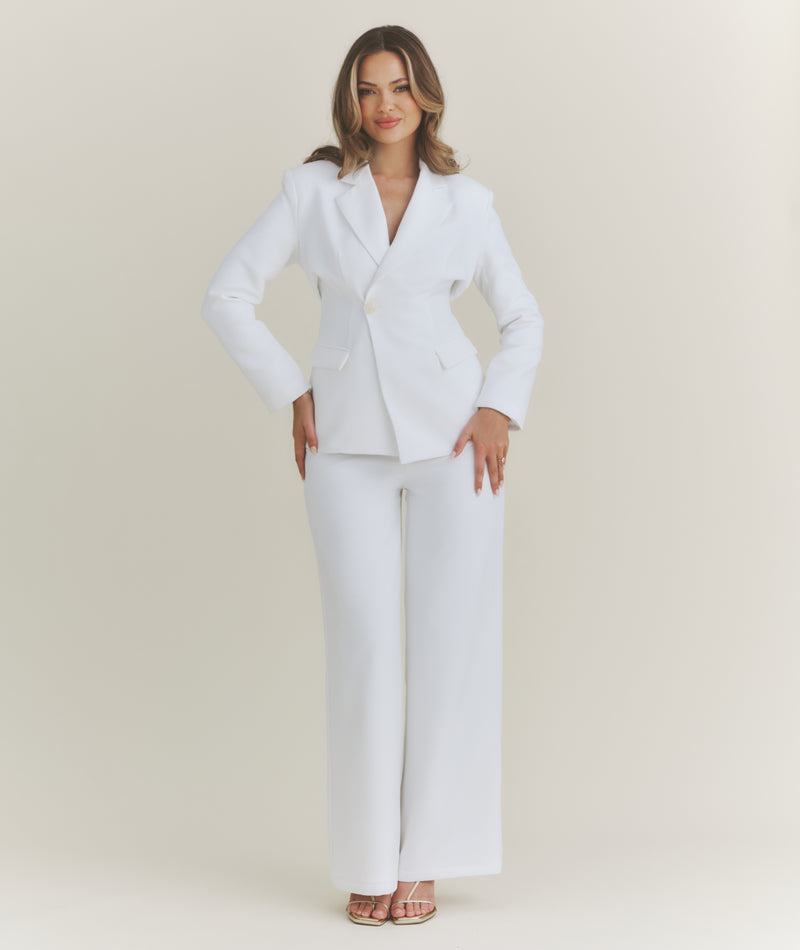 Asymmetrical Tailored Jacket - White