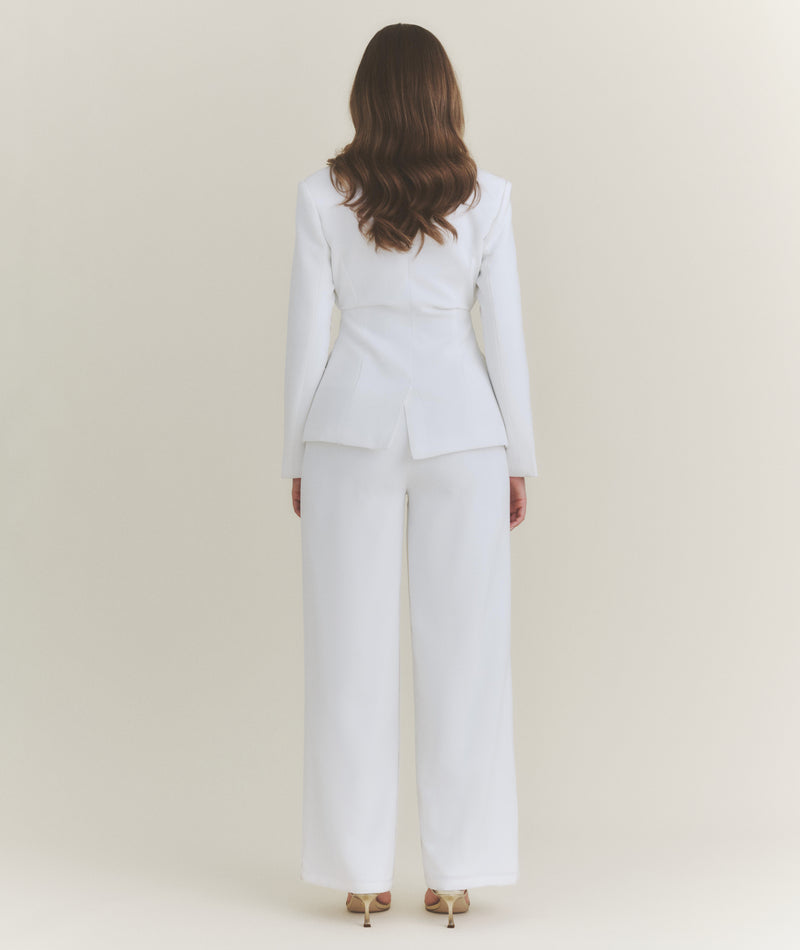 Wide Leg Tailored Pants - White