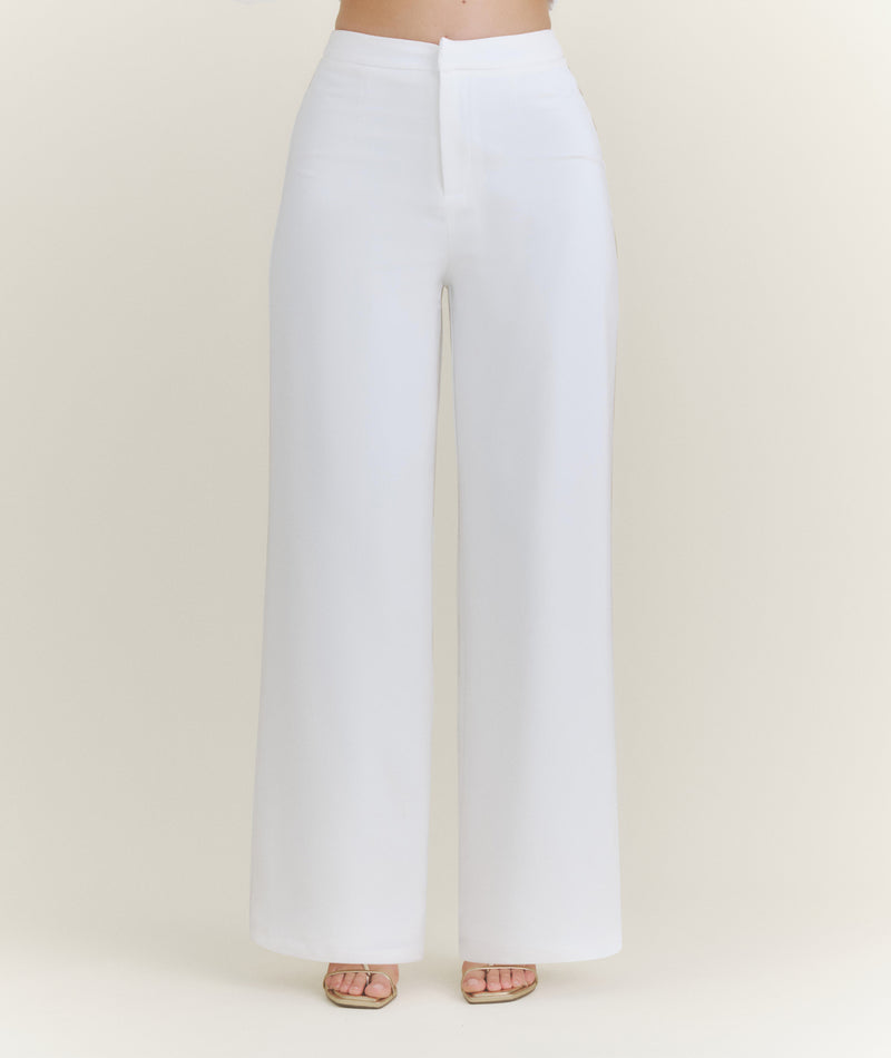 Wide Leg Tailored Pants - White