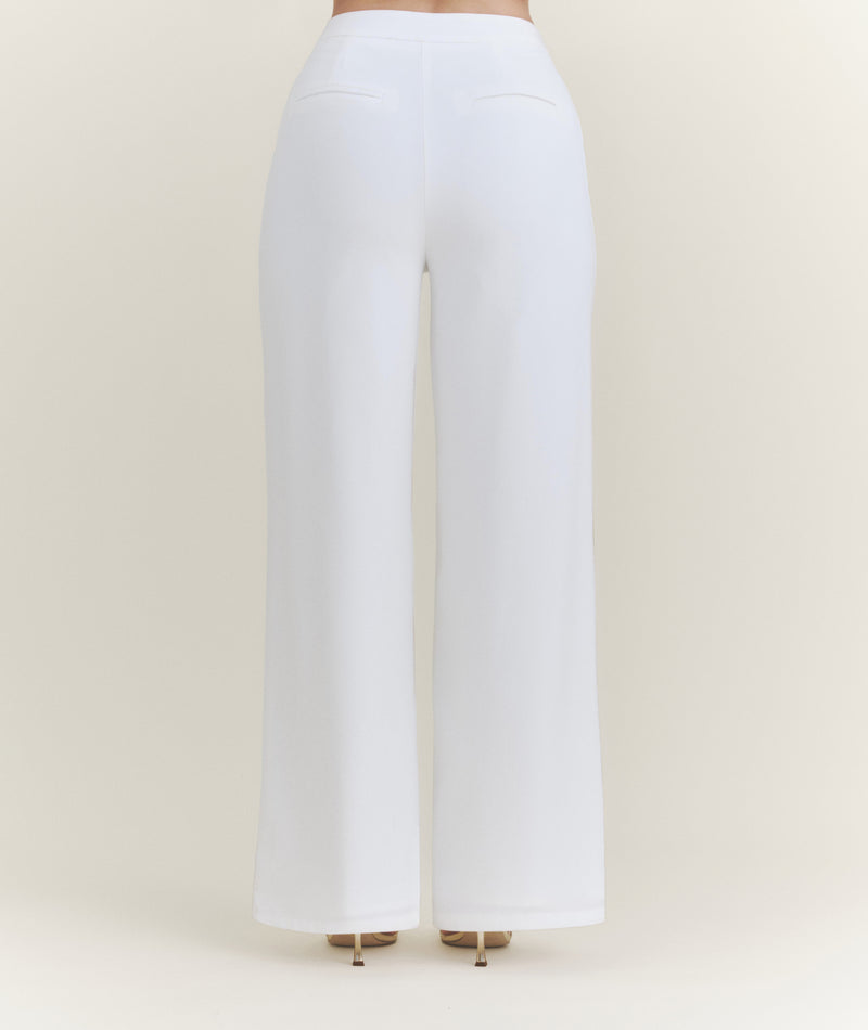 Wide Leg Tailored Pants - White