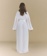 Chiffon Sleeve Maxi Satin Robe - White