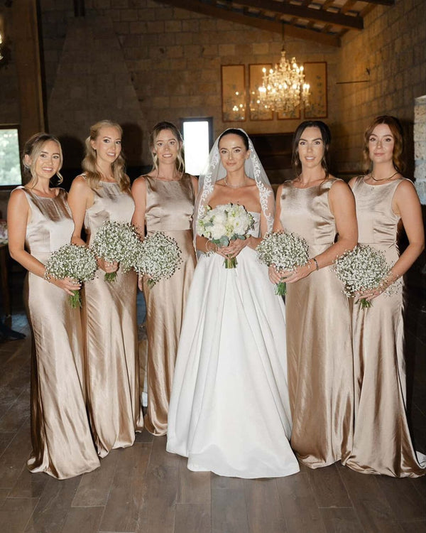 Wrap Tie Satin Bridesmaid Dress
