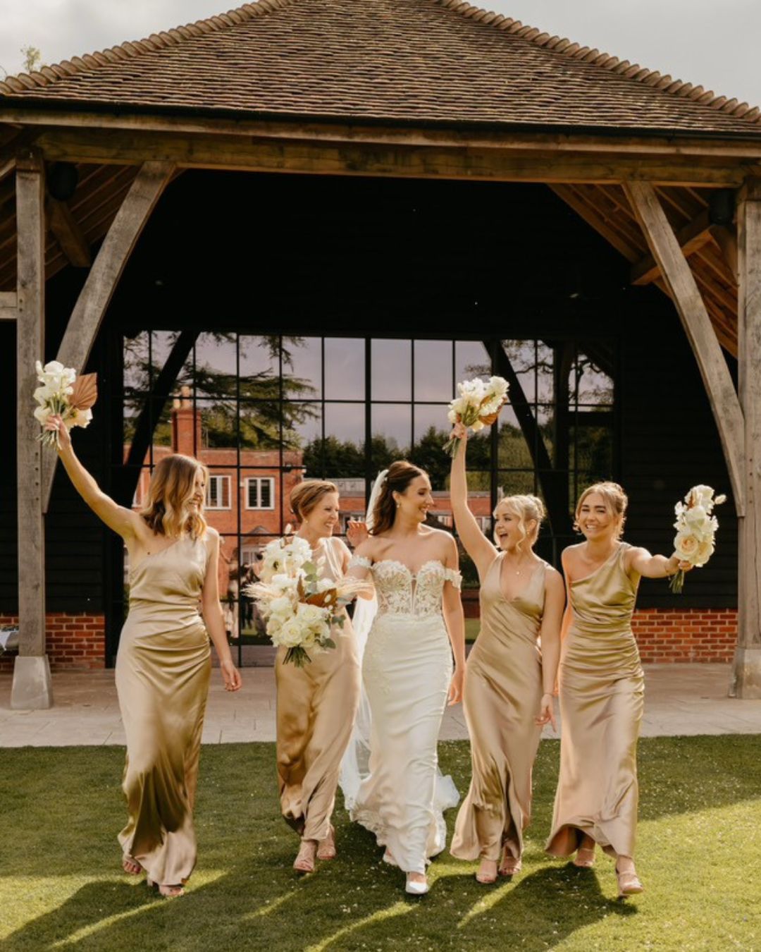 Cowl Front Satin Bridesmaid Dress - Champagne