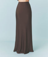 Satin Bias Maxi Skirt - Chocolate