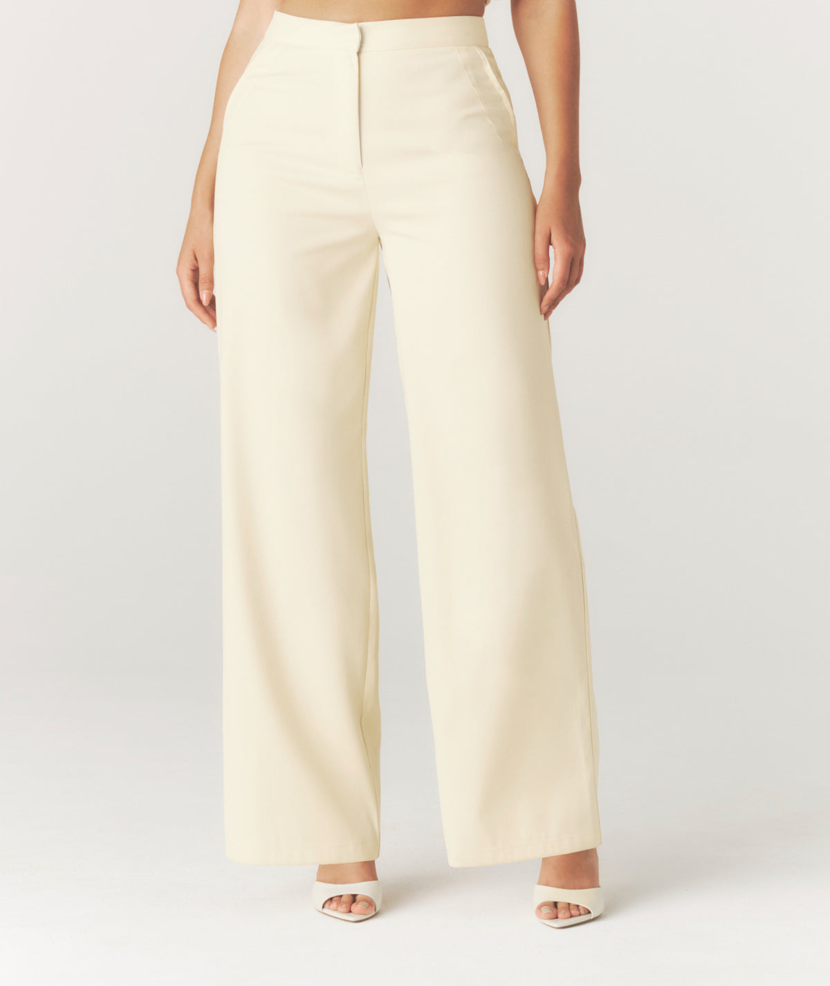 Tailored Wide Leg Pants - Lemon