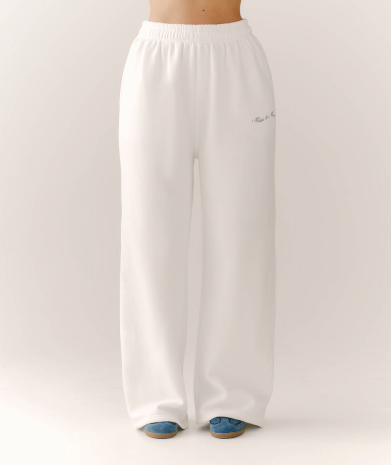 Miss to Mrs Wide Leg Sweatpants - White
