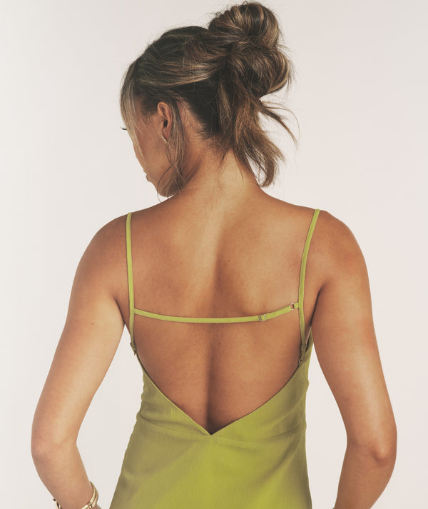 Cowl Front Mini Dress with Neck Scarf - Green