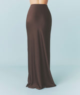 Satin Bias Maxi Skirt - Chocolate