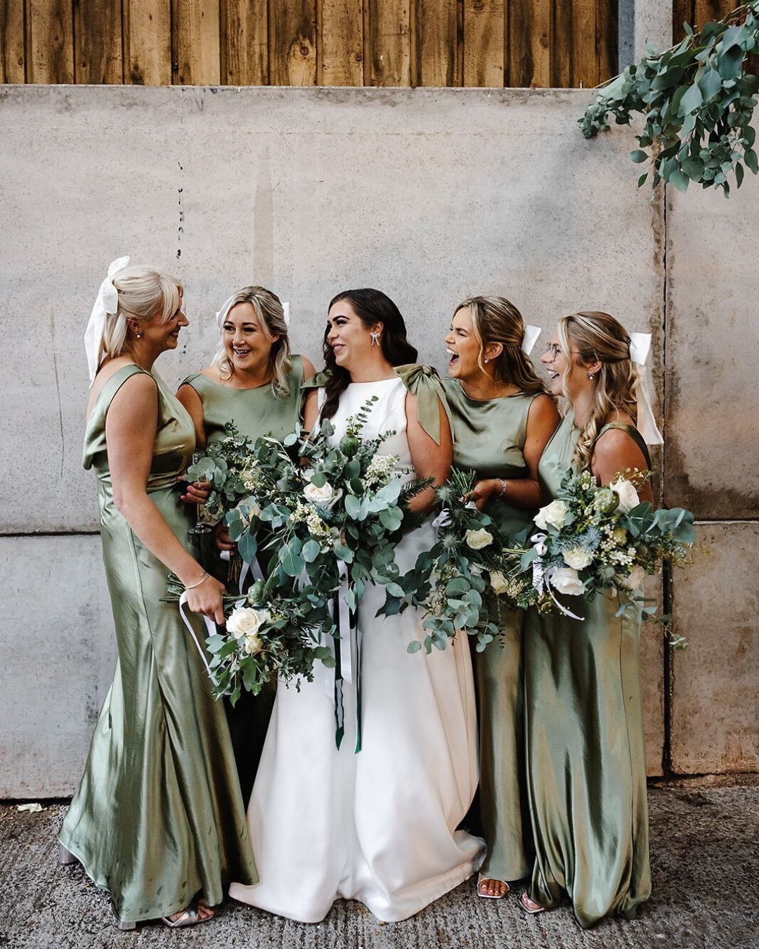 Twist Back Satin Bridesmaid Dress - Moss Green