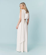 Satin Drape Detail High Neck Top - Cream