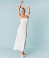 Floral Satin Jacquard Strappy Maxi Dress - Ivory