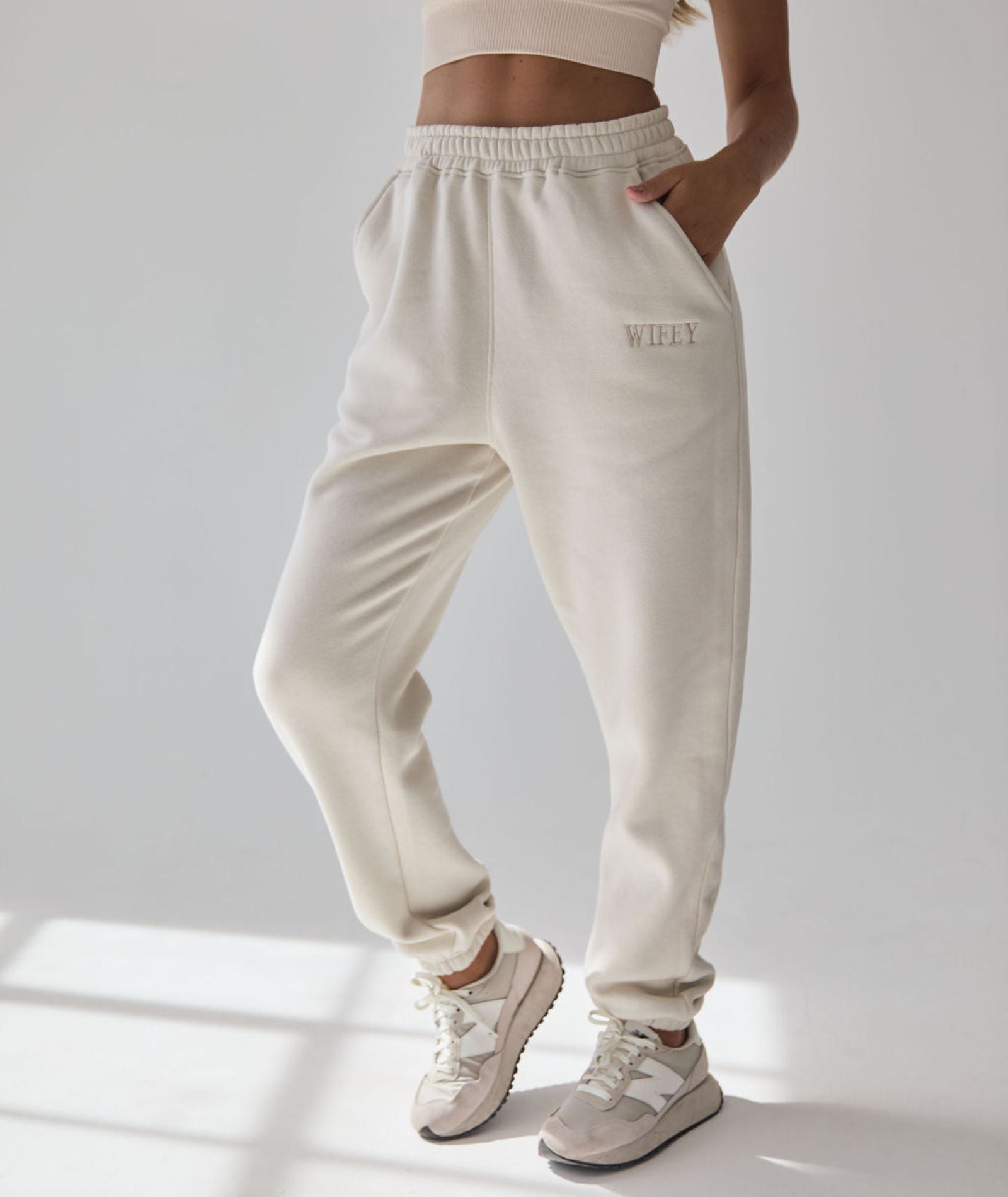 Wifey Statement Sweatpants - Champagne - Size Medium